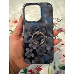 Velvet Caviar iPhone 16 Pro Floral Blue Case w/ Ring Holder Grip Stand